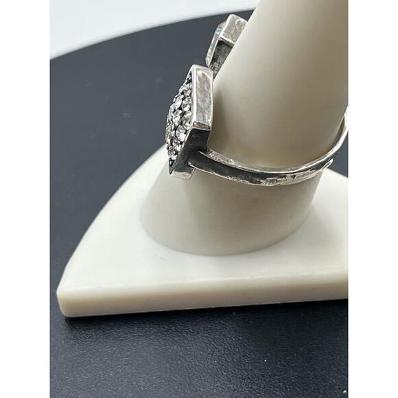 Silpada Signed Swarovski Crystal Sterling Silver 925 Adjustable Cuff Ring Sz  9 - Picture 7 of 16